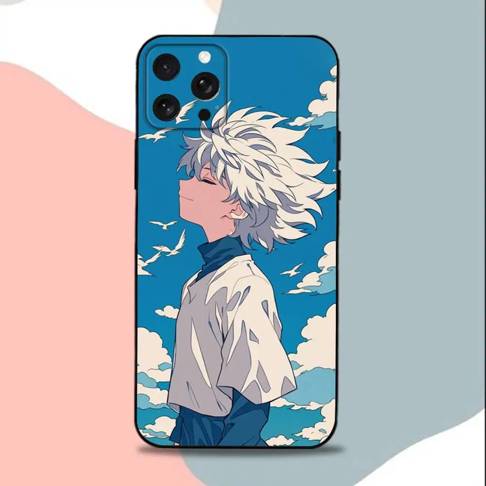 Cool Killua Z-Zoldyck Hunter Phone Case For iPhone 15,13,16,12,11,17,14,Plus,Pro,Max,XS,XR,X,SE,Mini,Soft Silicone Black Cover