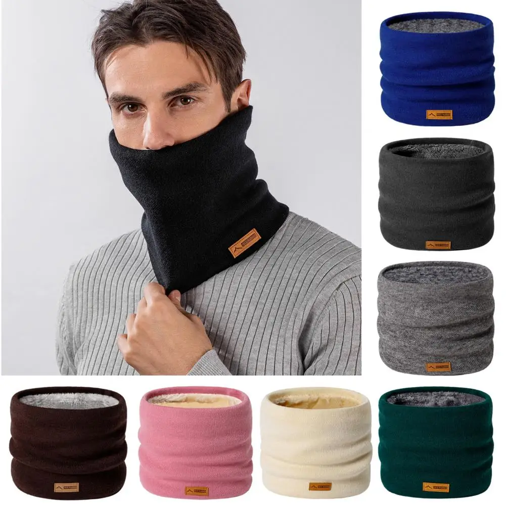 Soft Fabric Neck Warmer Cozy Winter Neck Gaiter for Women Men Thick Fleece Lined Circle Scarf Ribbed Knit Scarf for Weather