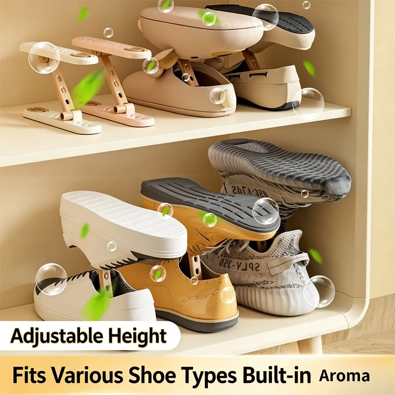 Adjustable Shoe Holder 3 Height Levels Shoe Storage Organizer with Aromatherapy for Cabinet Space Saving Shoe Stack Stand