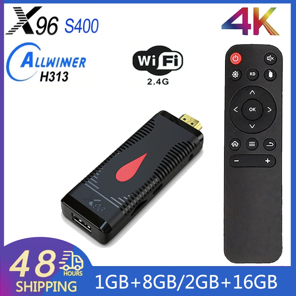 Mini TV Stick X96 S400 Allwinner H313 Android10.0 Smart TV Box HD 4K 2.4G WiFi Media Player 100M LAN Set Top Box X96S400