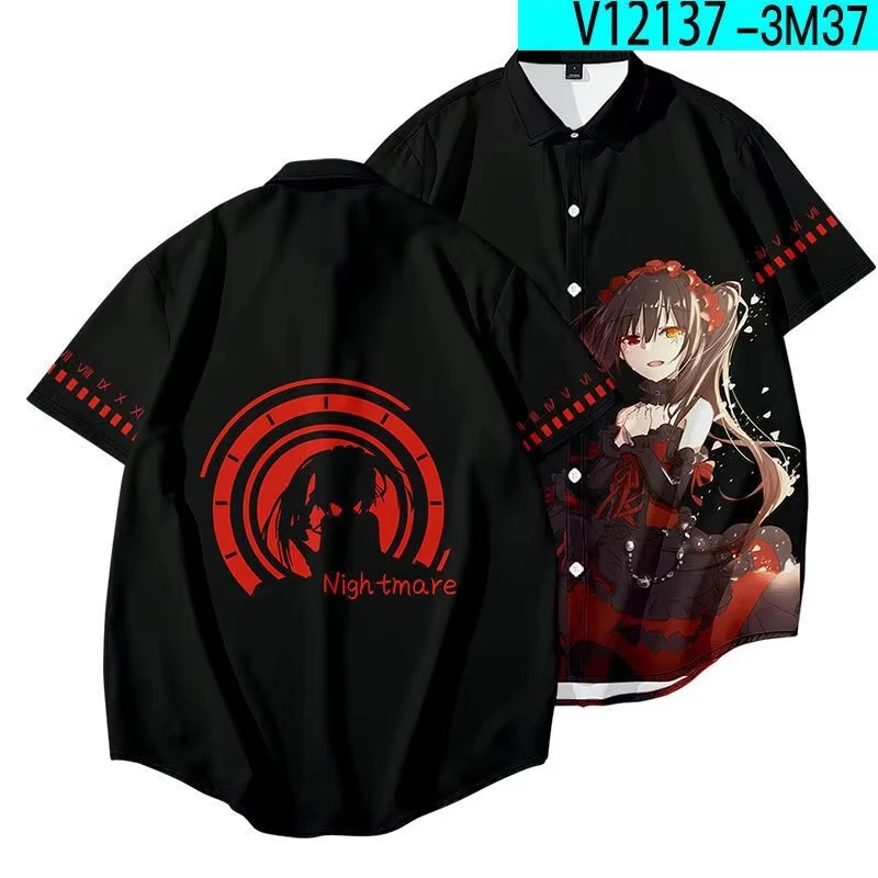 

Гавайская рубашка с мультяшным аниме Date A Live, сексуальная пляжная рубашка с 3D принтом, мужская и женская модная блузка с коротким рукавом, мужская одежда для мальчиков и девочек