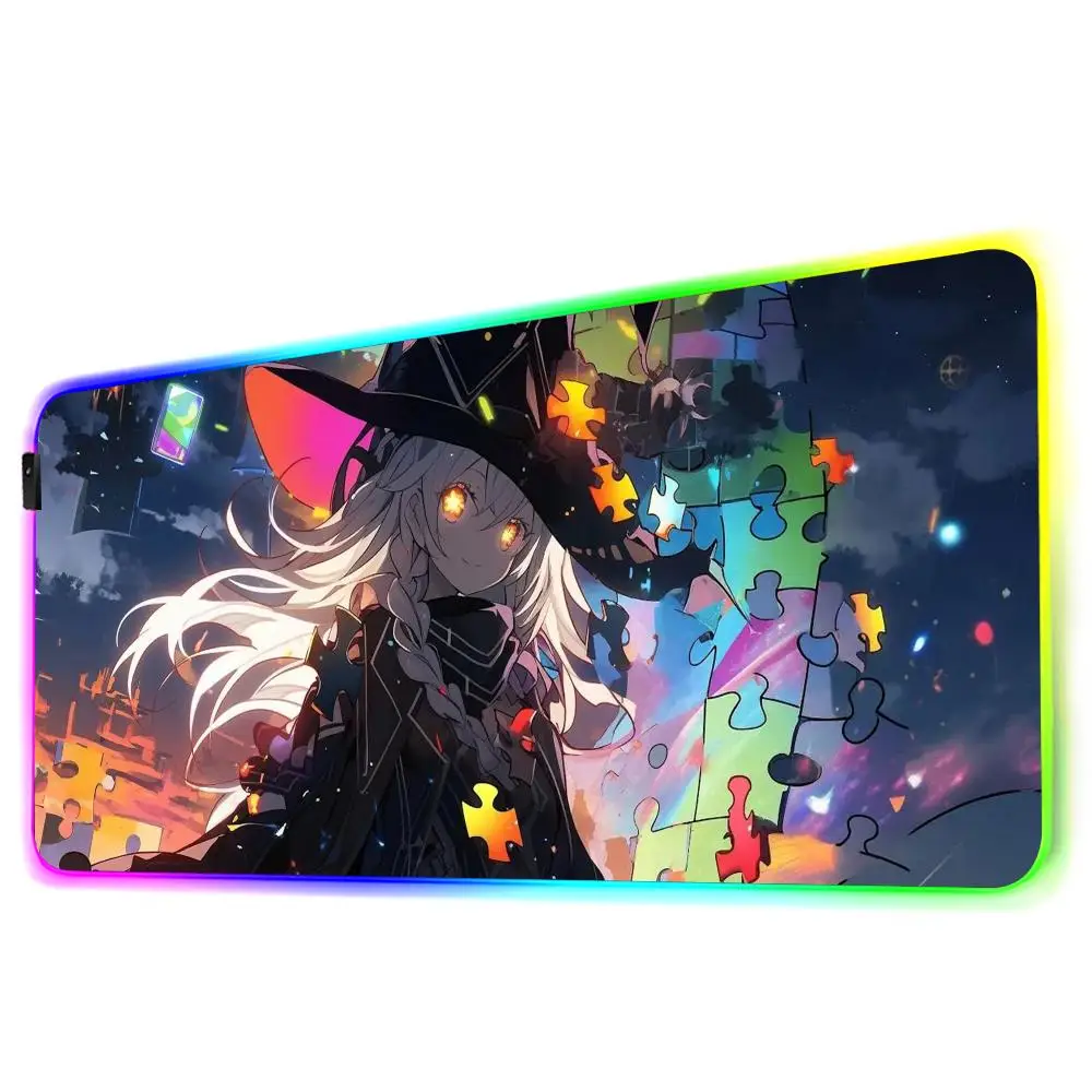 anime heksenbehang Muismat RGB Gaming Muismat Grote LED Pad PC Bureaumat Lichtgevende muismat Grote toetsenbordmatten Tafelkleed