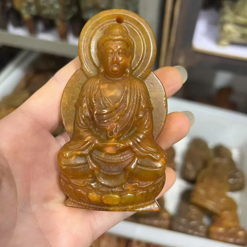 

Подвеска-украшение в античном стиле из нефрита Сю с изображением Гуаньинь, модная и универсальная.