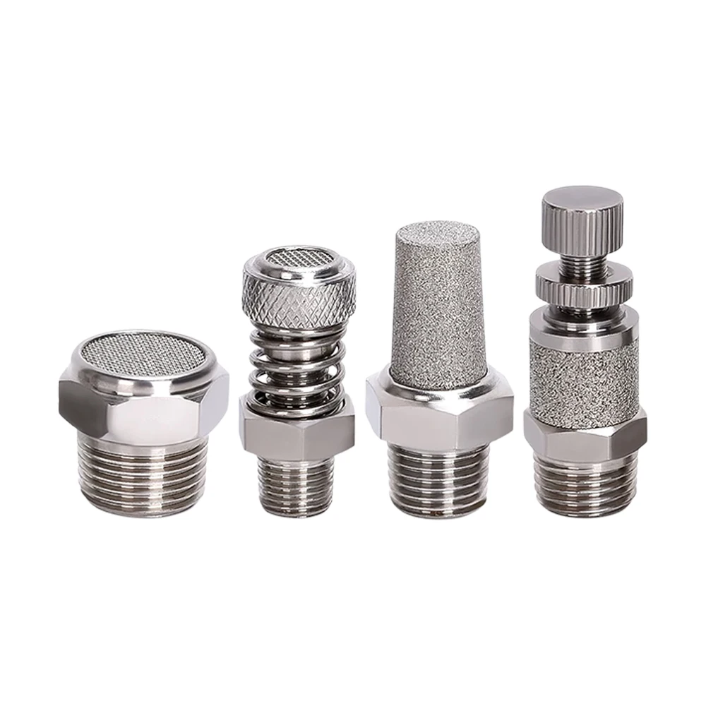Silencing Noise Control Filter Throttling Long Head Flat Head Stainless Steel Pneumatic Joint External Thread M5 1/4 3/8 1/2 3/4