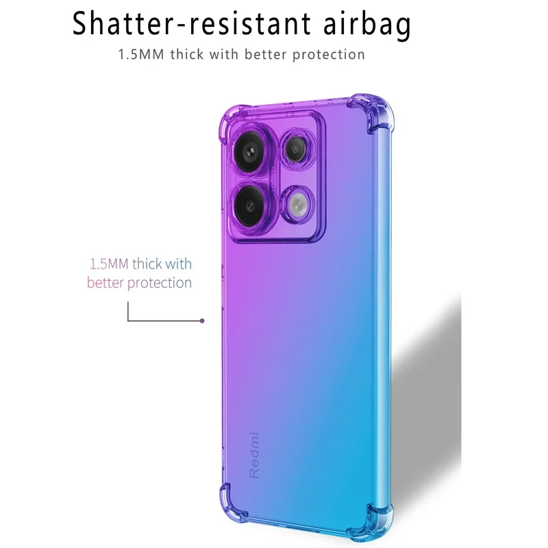 Shockproof Gradient TPU Case for Xiaomi Poco X6 M6 Pro Protective Cover Fundas Coque Capa Shell Coque