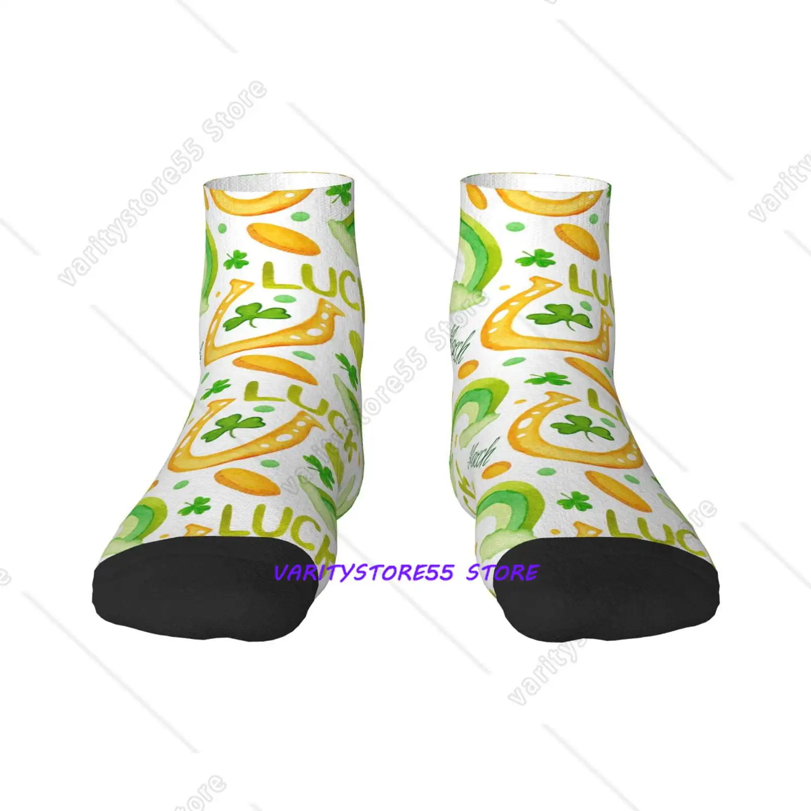 

St Patrick's Day Pattern Crew SocksToe Seamed Ankle Cushioned Breathable Athletic Crew Sports Socks