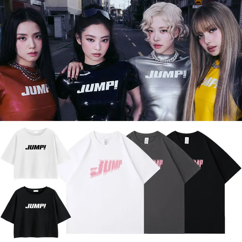 تي شيرتات قصيرة الاكمام طباعة دعم الملابس القفز أغنية واحدة جين Zhixiu جيني ليزا بارك Caiyin القطن الأميرة كم عالية الياقة #1