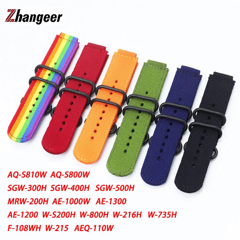 18mm Nylon Watch Strap For Casio AQ-S810W S800W SGW-300H/400H/500H MRW-200H AE-1000W AE-1300/1200 W-S200H/800H/216H/735H Band