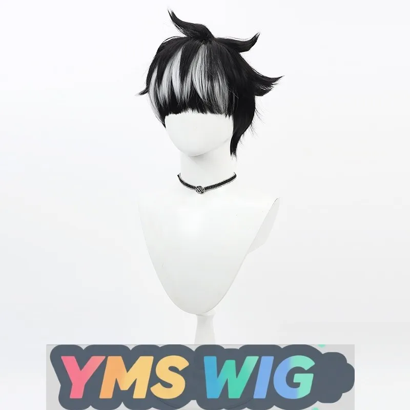 【MES WIG】Monster No. 8 Perruque de cosplay Harumi Sen avec reflets noirs et style régulier haut blanc