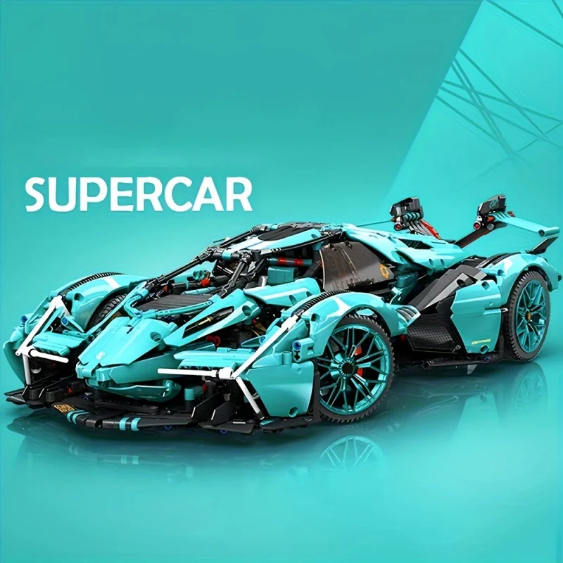 

1:14 Blue Sports Car Building Blocks Set 1000PCS+, Suitable for 14+, Educational Assembled Toys, Home Decoration & Gift