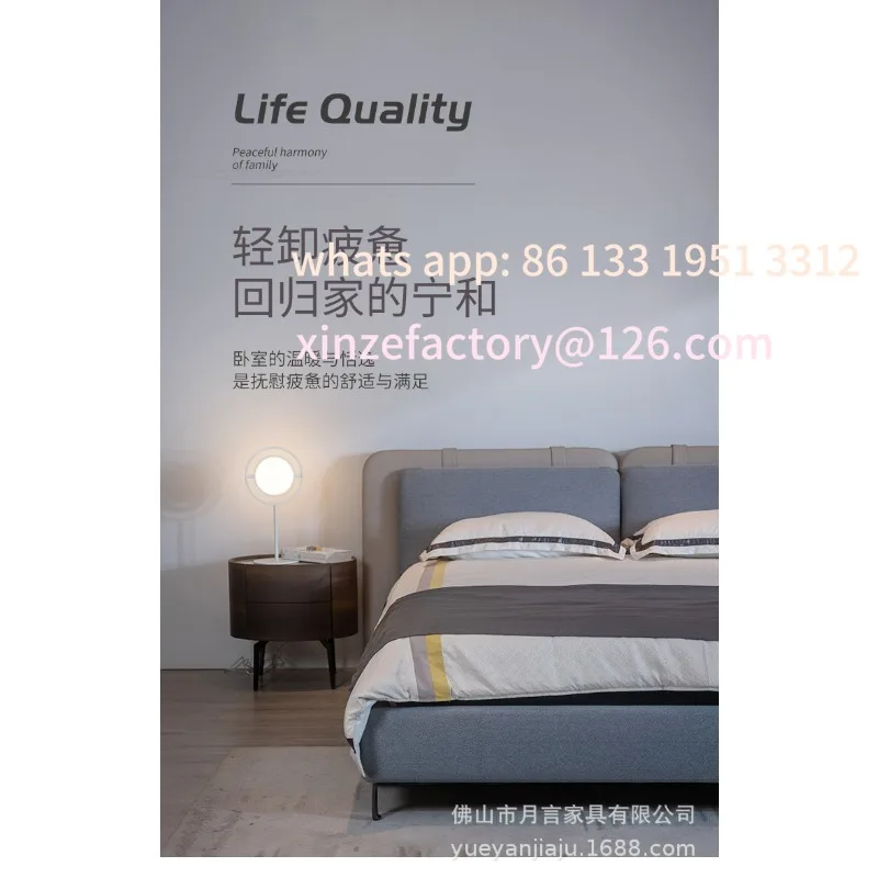 Customizable Italian minimalist fabric bed tatami light luxury thousand bird bed master bedroom simple 1.8 meters double bed air