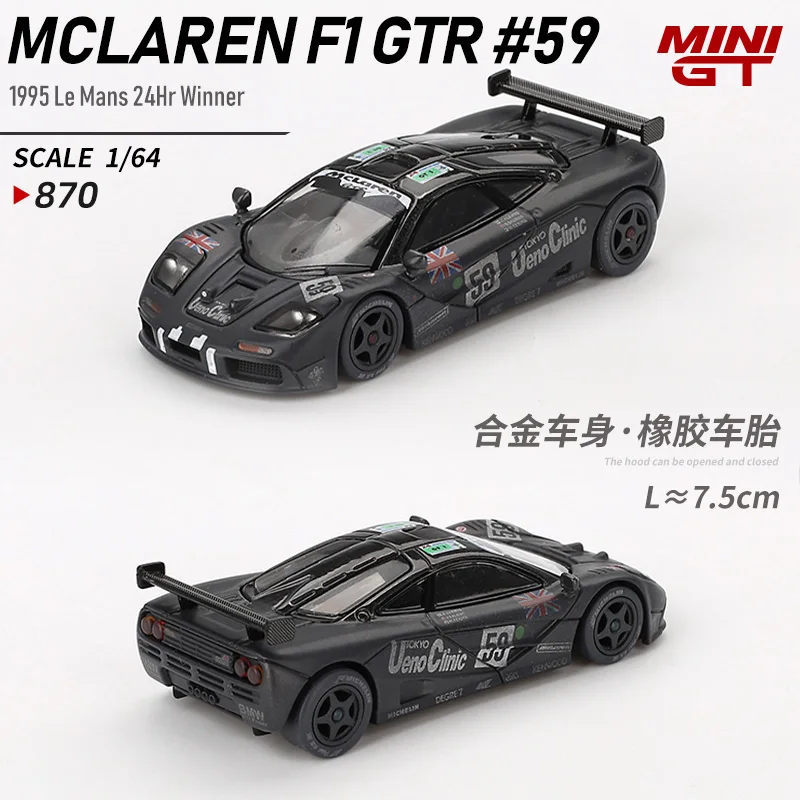 MINIGT 1:64 McLaren F1 GTR # 59 1995 Wygranego Le Mans 24Hr MGT00870-CH Zabawki ze stopu Metalowy model pojazdu dla dzieci