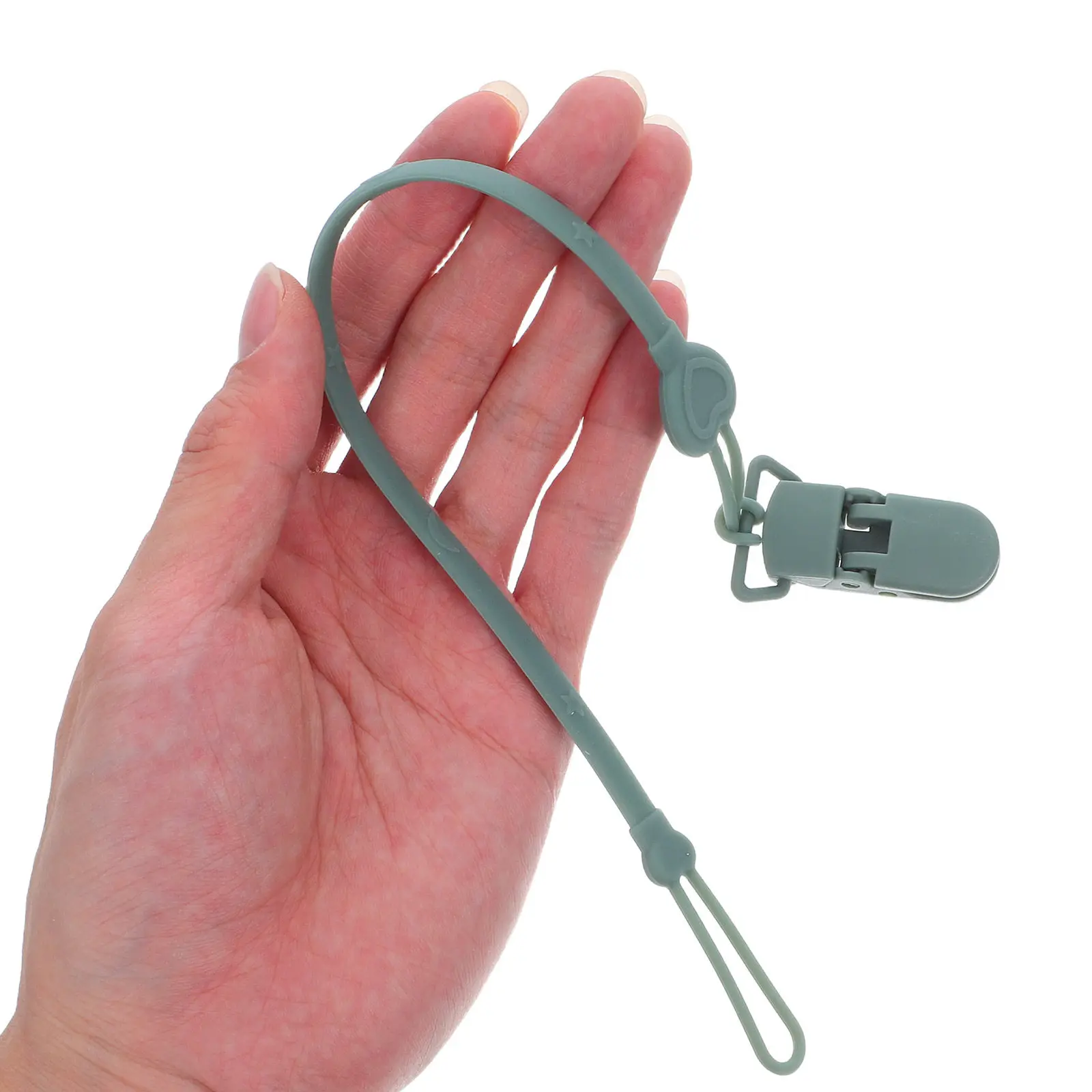 

4Pcs Baby Pacifier Holder Silicone Heart Shape Anti-Lost Pacifier Clip Soother Strap Teething Chain Infant Accessory for Travel