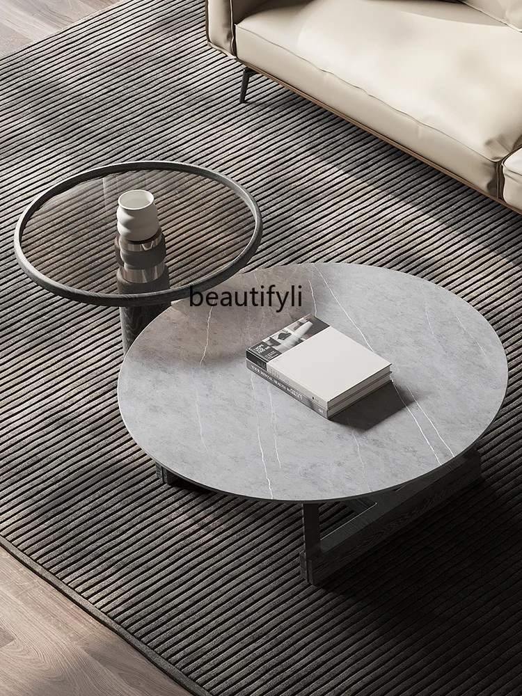 Modern Minimalist Stone Plate Tea Table Removable Italian Coffee Table Light Luxury Living Room Home Coffee Table