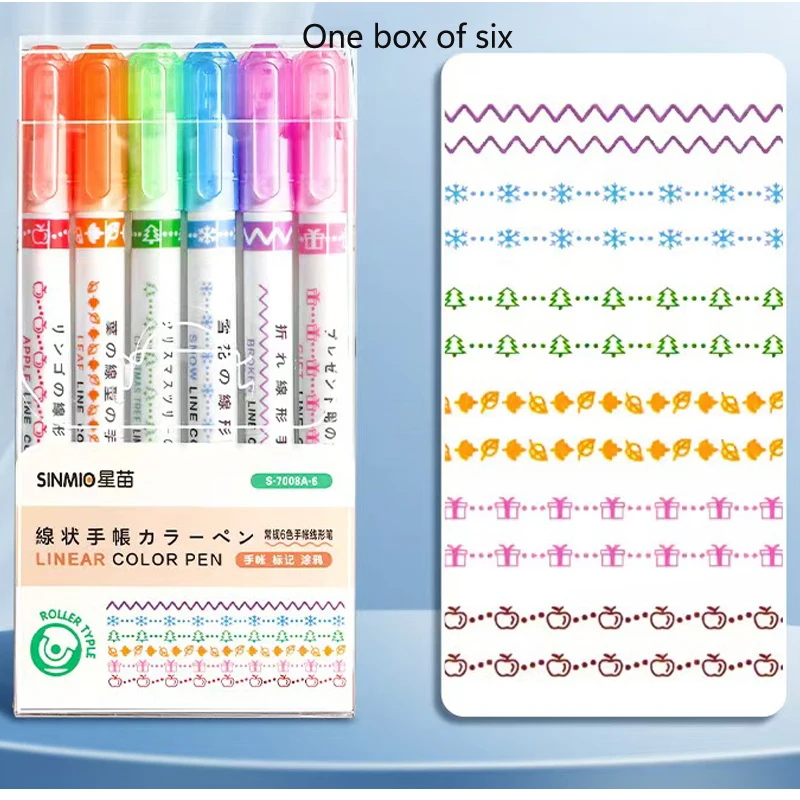

A cute stationery gift set with 6pcs/3pcs flower shaped curve pens, contour pens, and hand copied newspapers