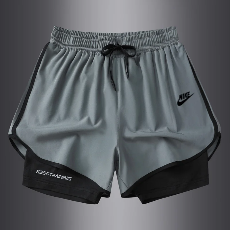 Nike  Pants  Men  Fake-two-pieces  Quick Drying  Comfortable Soft  Drawstring Training Three Quarter Pants Orange image 4