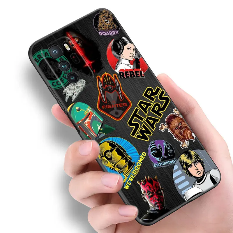 Stars W-Wars Black Silicone Phone Case For Xiaomi POCO X3 X4 NFC F3 F4 GT F5 M3 M4 M6 X5 X6 Pro 5G C55 C65 M5 image 2
