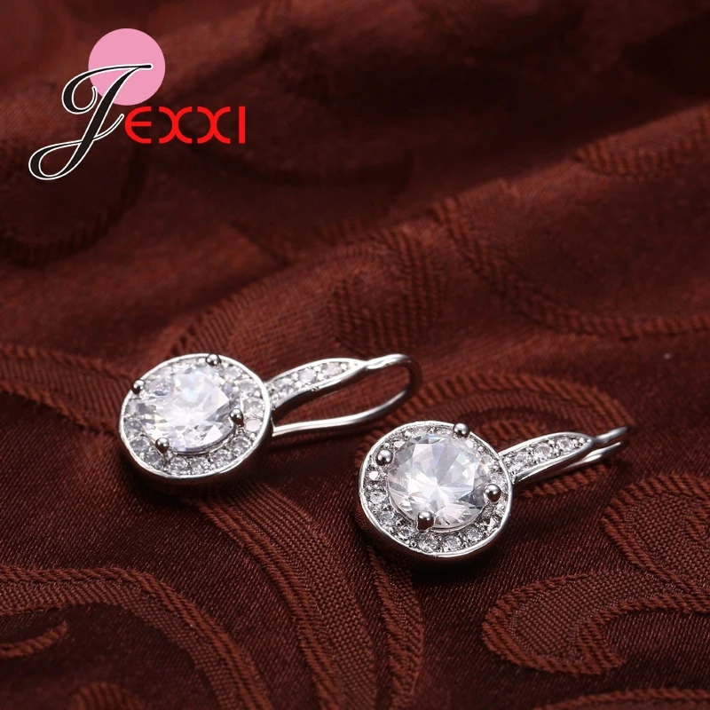 Genuine 925 Sterling Silver Earrings Women Wedding Accessories Fashion Jewelry CZ Crystal Crystal Hook Earrings Wholesale Price
