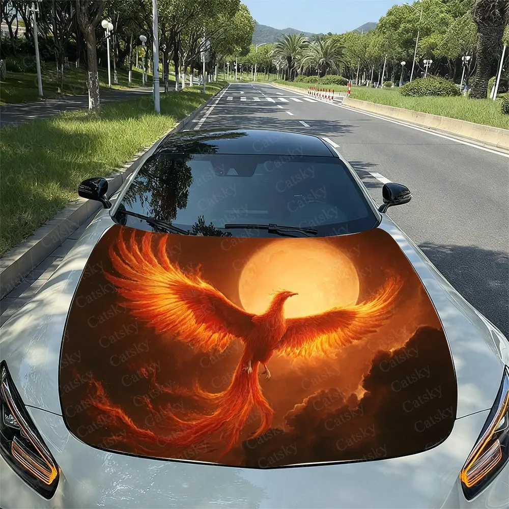 

Night Moon Flame Phoenix Sticker Decoration Car Hood Decal Sticker, Durable Car Vinyl Wraps Suitable For Most Vehicles, Car Engi