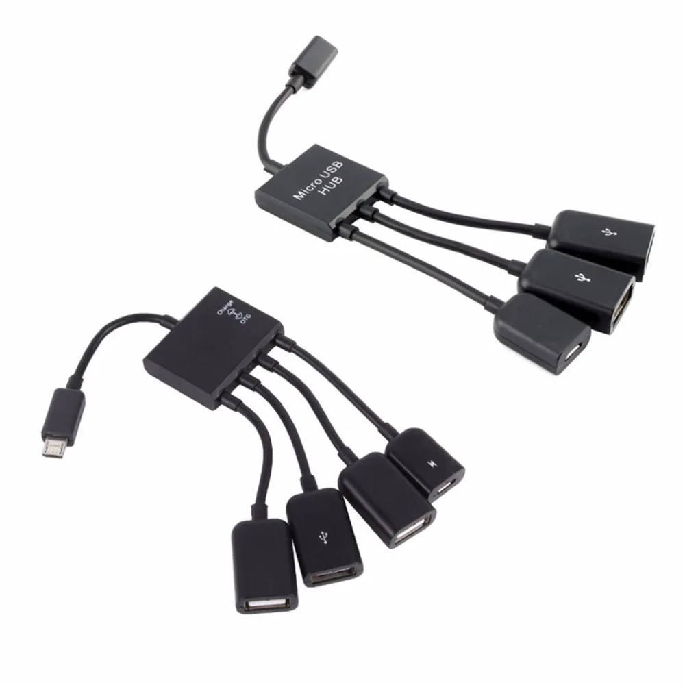 Otg 3/4 porta micro usb de carregamento de energia hub cabo divisor conector adaptador para smartphone computador tablet pc fio dados