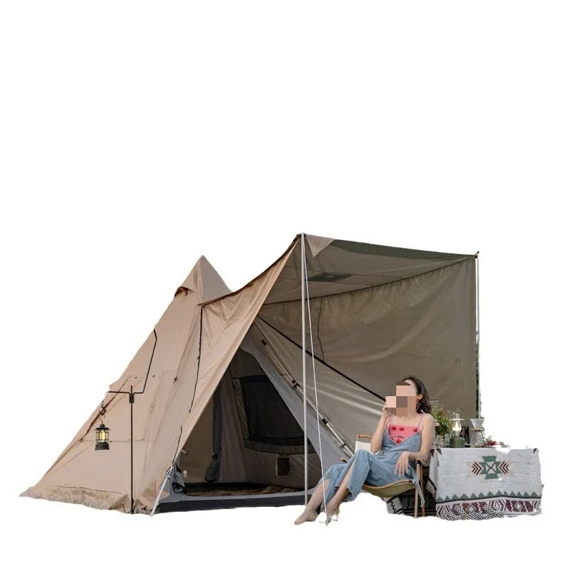 

Fully automatic aluminum pole pyramid tent, double-layer rainproof, quick opening, no camping tent