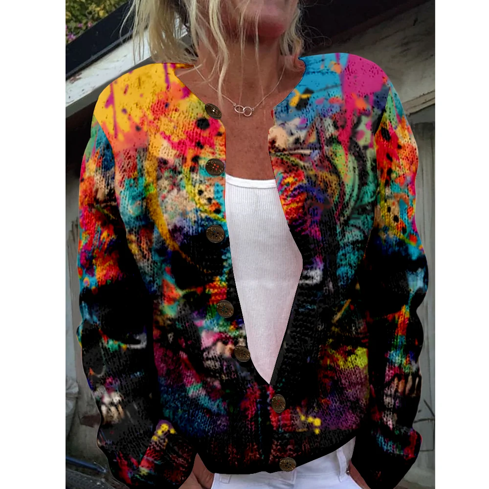 

Осенне-зимний вязаный кардиган, женский свитер, винтажные свитера на Хэллоуин, вязаный топ, модные повседневные шикарные джемперы, уличная одежда, подарок