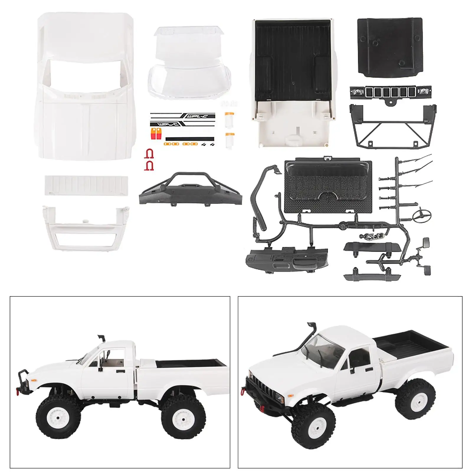 Car Shell Body Cover Assembly DIY Parts Kit For 1/16 WPL C14 C24 RC Truck