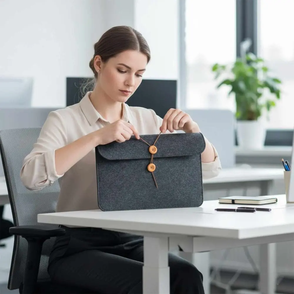 Multi-functional A4 File Bag Rope Button-type Wear-resistant Rope Button-type Briefcase Flet Archive Bag Meeting Materials