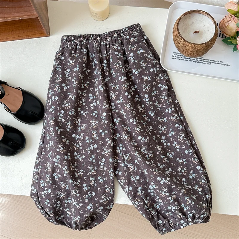 Autumn New Korean Cute Red Bow Sweater Jacket Girls Knitted Sweater Floral Pants Set Fashion Casual Baby