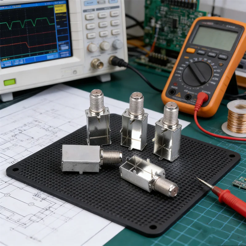 M Shielding Box with 5/10pcs of High-Speed Coaxial Cable Connector IF 2414F with Integrated Imperial Threaded Connector.