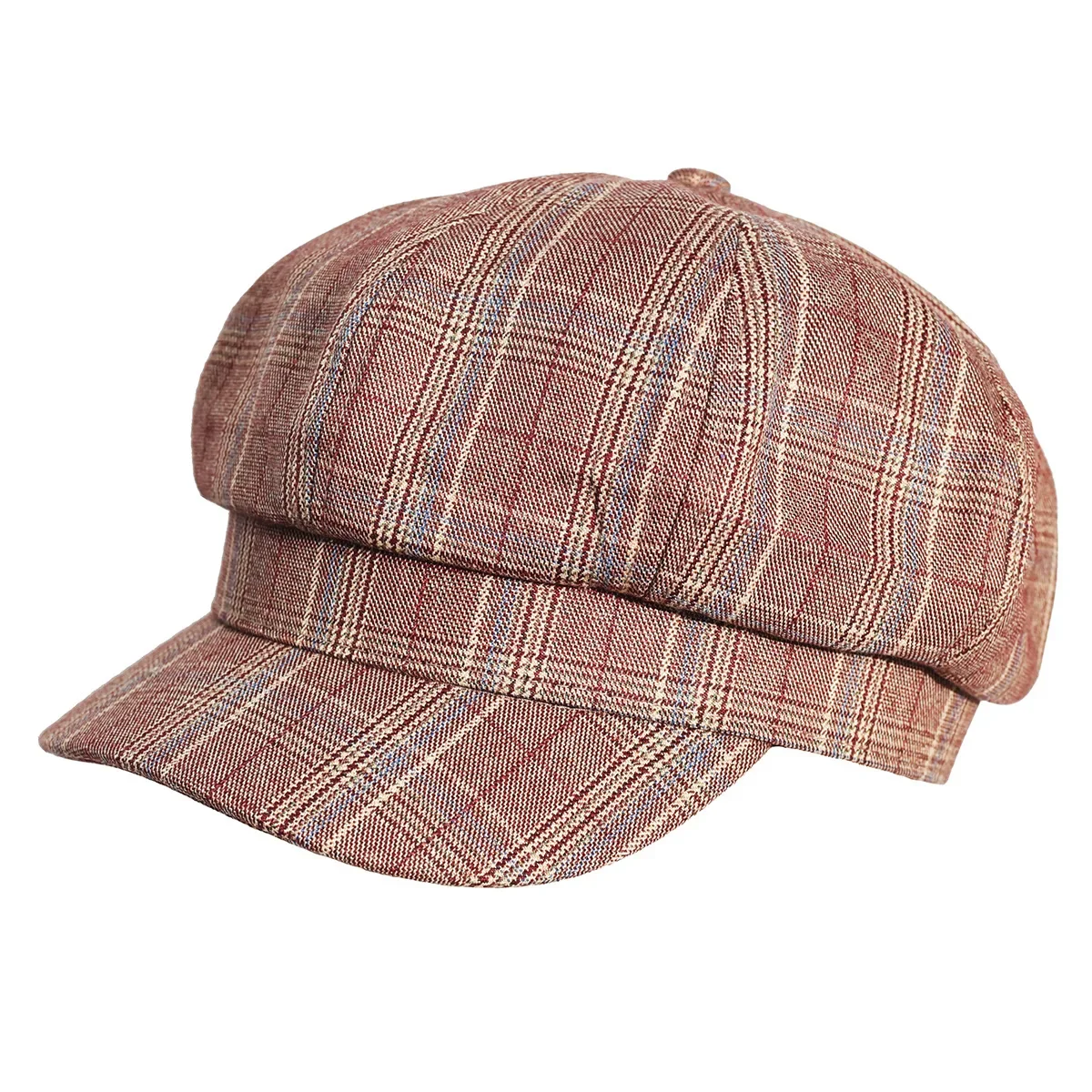 2023 Retro Plaid Splicing Beret Wool Octagonal Cap Warm Newsboy Cap Street Painter Hat Retro Forward Cap England Plaid Hat