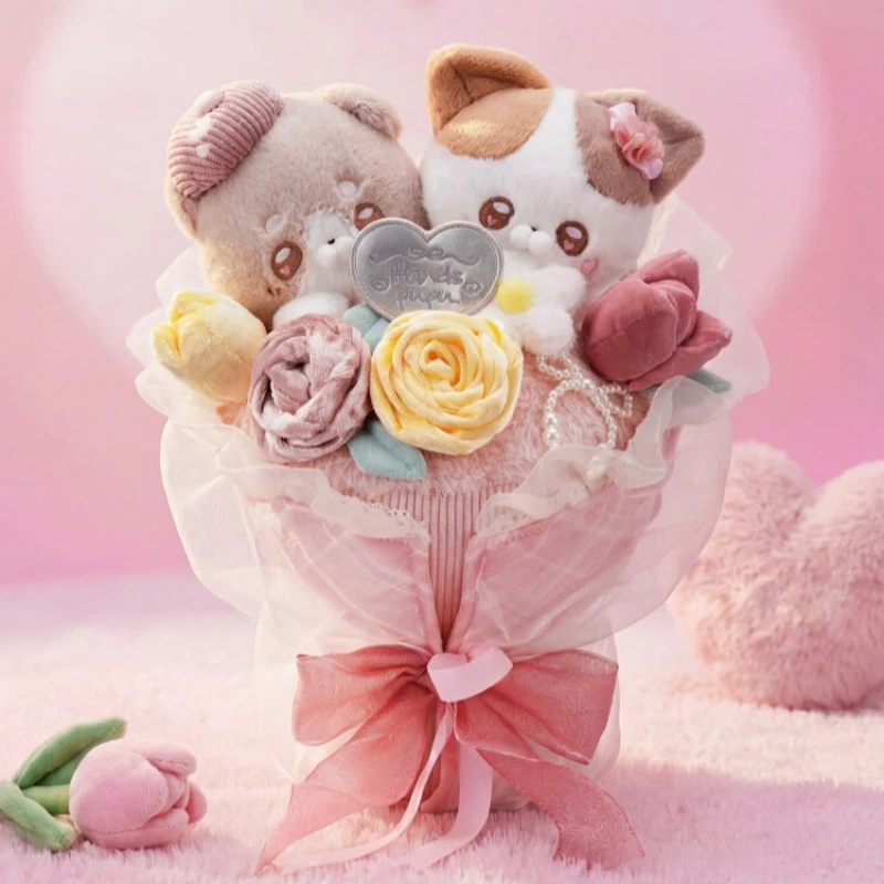 Official Handspupu Floral Pact Series Soft Stuffed Doll Kawaii Plush Bouquet Ornament Graduation Birthday Gift For Girlfriend