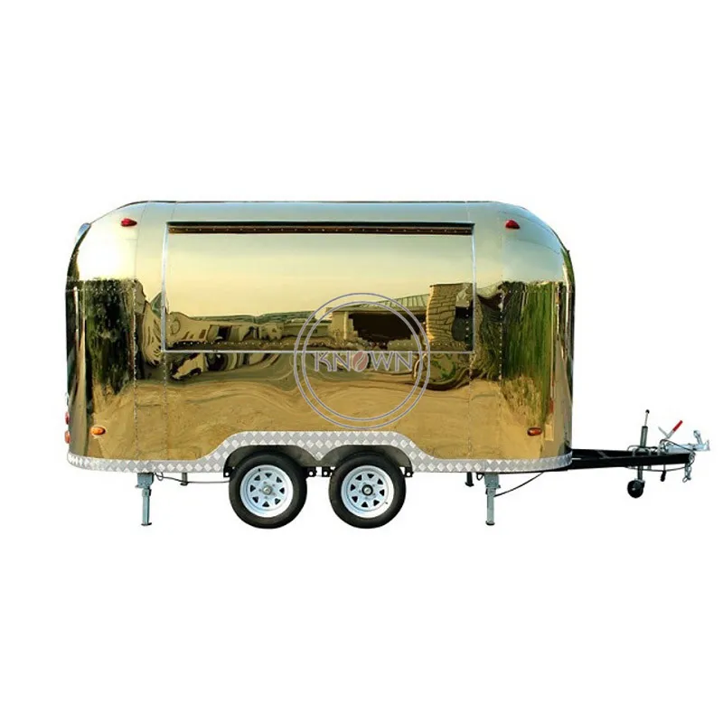 OEM KN-BT-400B สแตนเลสมือถือรถพ่วงอาหารรถเข็นพิซซ่ากาแฟเบียร์ kiosks ฮอตดอกไอศครีมรถตู้รถบรรทุกสนับสนุน towab