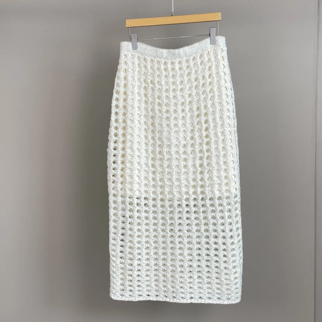 Frauen Herbst und Winter Neue Hohl Slip Schulter Gestrickte Pullover Mode Hohl Überrock