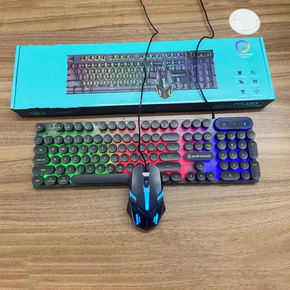 

Keyboard Mechanical Keyboard Colorful Backlit Ergonomic Keyboard Mouse Combo Sets for Gaming Computer Accessories Suspended