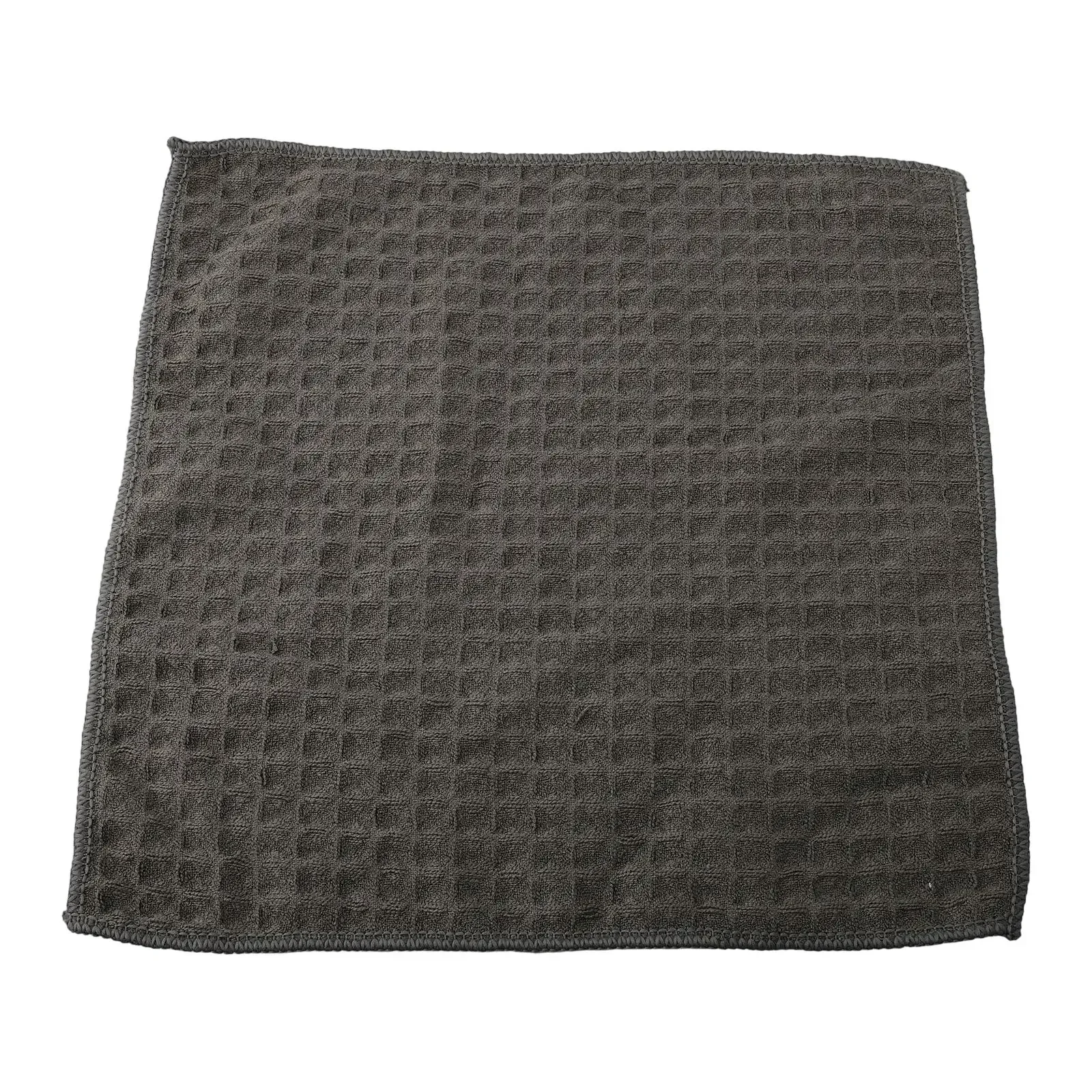 Absorbent Waffle Cloth Weave Microfiber Towel  Quick Drying  Lint Free  Multi Purpose Cleaning  Dark Grey  30x30cm