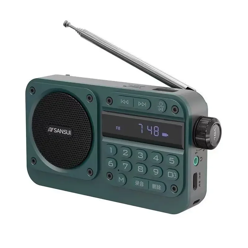 Portable F28 FM Radio Hi-fi Sound Quality LED Clock Lyrics Display