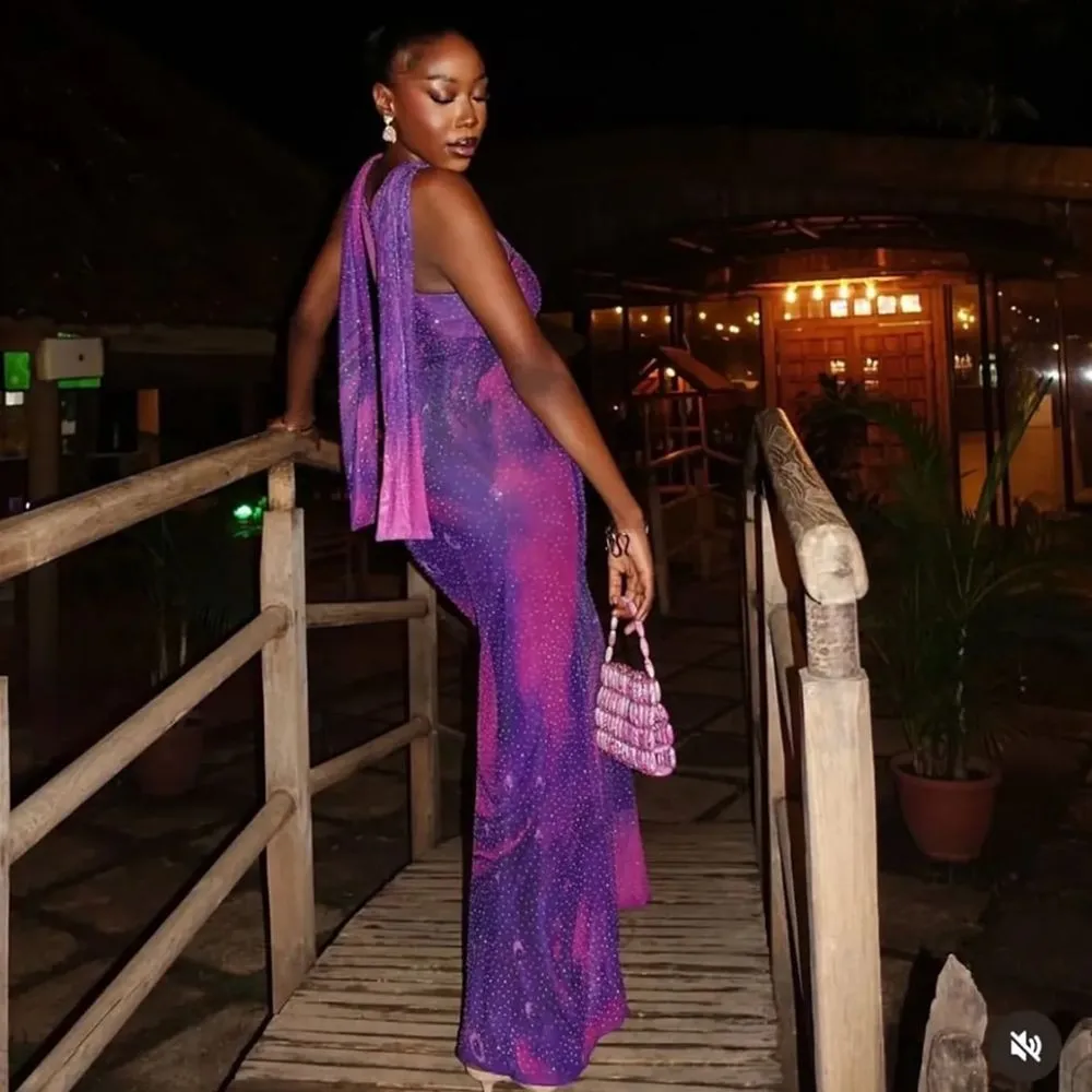 Abiti lunghi con stampa elegante attillata europea-americana Abiti lunghi da donna Moda Clubwear Abiti da sera senza maniche aderenti