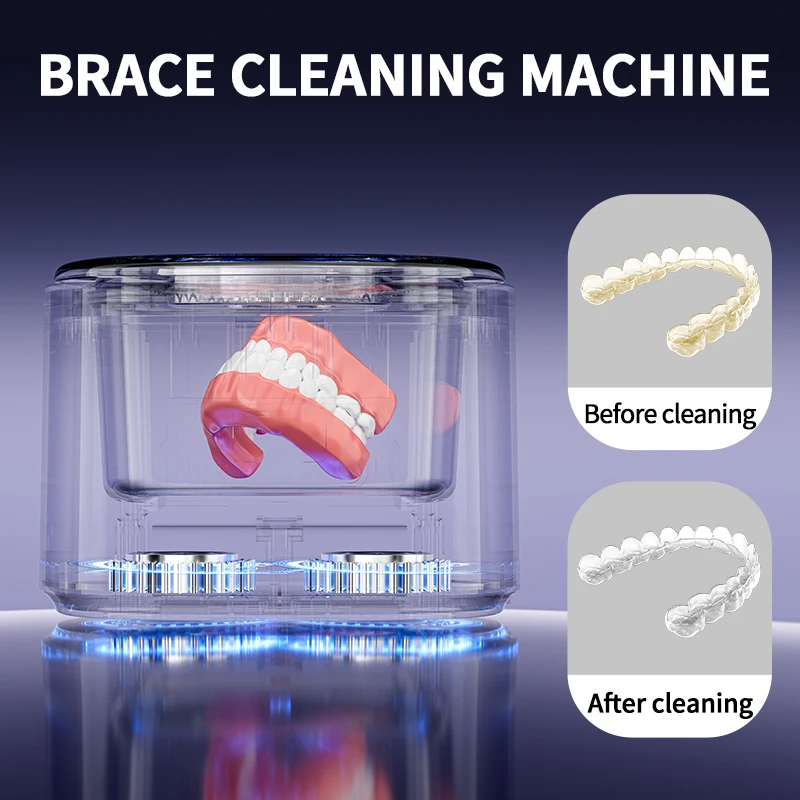 Mini Electric Braces Cleaning Box Multifunctional Invisible Retainer Denture Cleaner Orthodontic Jewelry Machine
