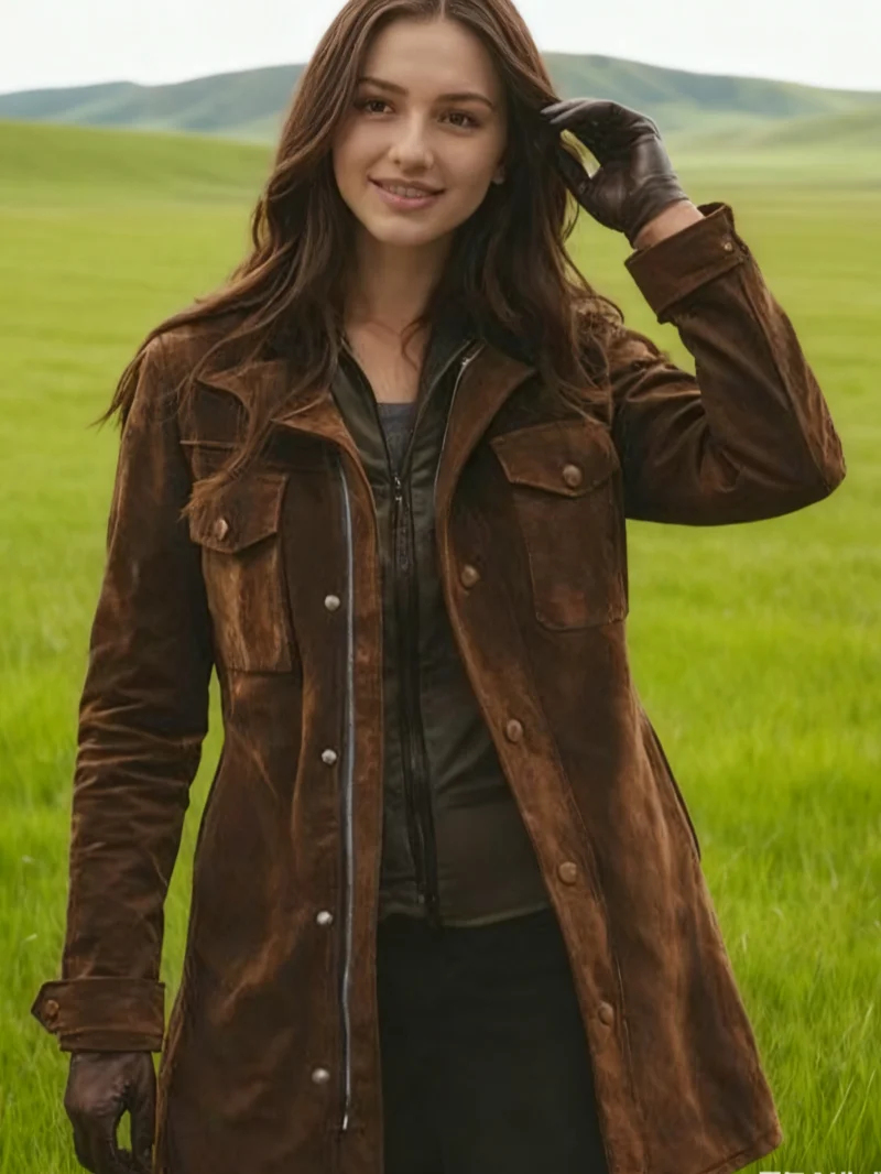 

Women's Elegant Retro Casual Jacket with Full Button Closure, Everyday Casual Coat, Suede-like Texture, Durable Construction