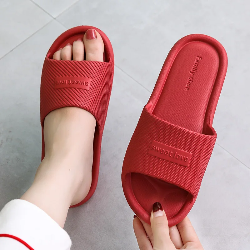 

2023 New Slippers Women Summer Flip Flops Indoor House Couples Home Bathroom Non-slip Soft Tide To Wear Slippers Flat Shoes