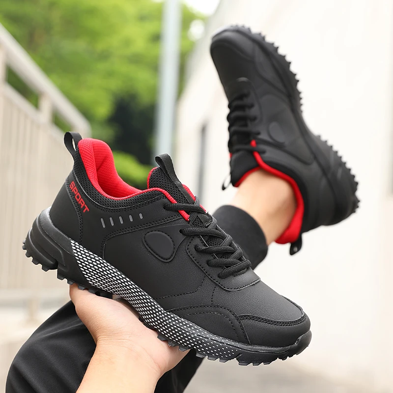 

Men's Walking Shoes, Minimalist Sports Shoes, 2025 Fashionable Mesh Lightweight Synthetic Leather Shoes,black Social Shoe Male