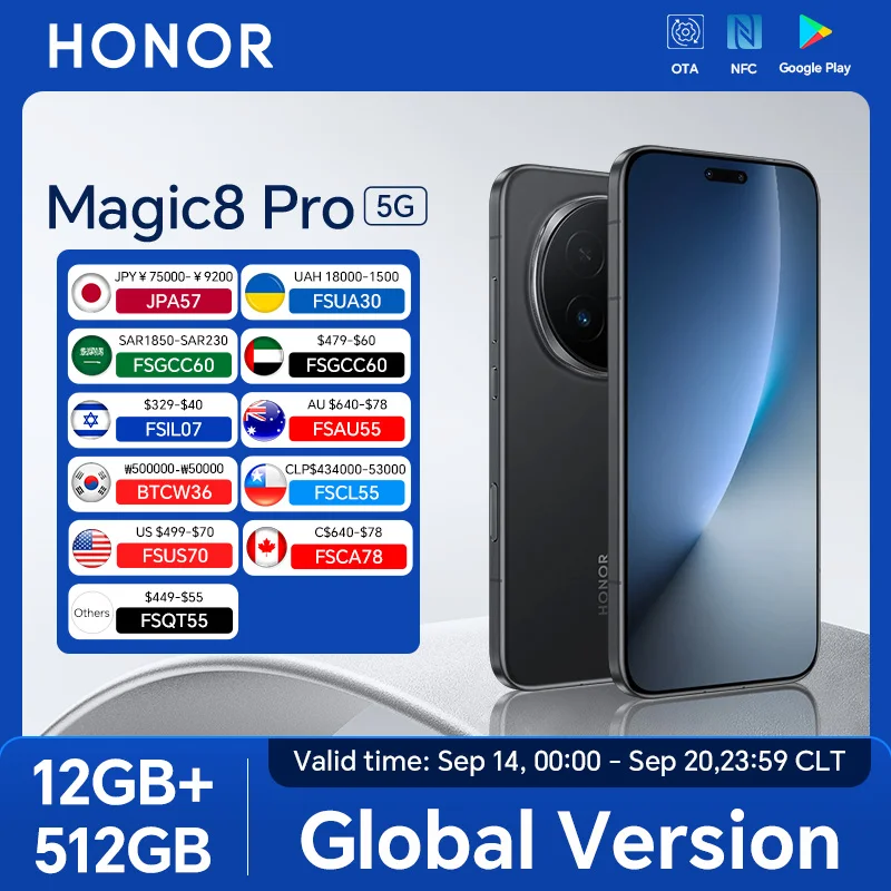 2026 New HONOR Magic8 Pro Global Version 12GB+512GB 6.71'' 120Hz OLED Screen 200MP Cameras 7100mAh 100W SuperCharge Android 16