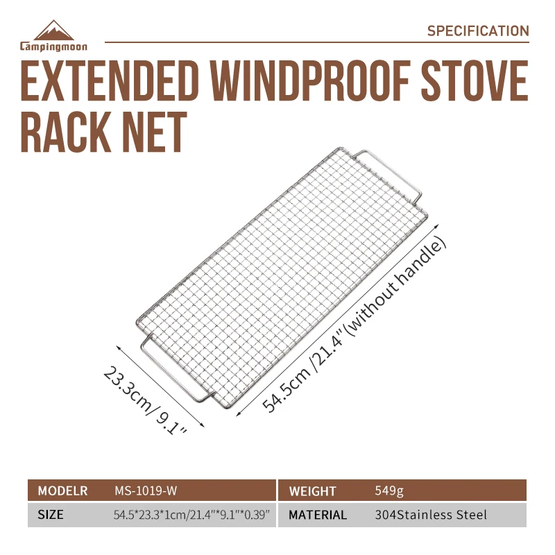 

CAMPINGMOON MS-1019-W Camping Outdoor Wire Mesh Rack Net Mesh Nonstick Bbq Grill Grate Grid Stainless Steel Bbq Grill Grate Grid