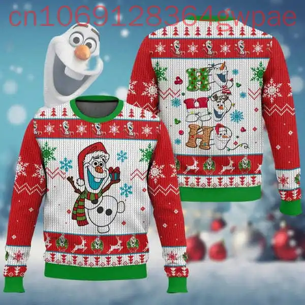 Disney Olaf Ugly Sweater Frozen Movie Characters Holiday Men Women Sweater Santa Olaf Happy Xmas Sweater Land Family Trip Gift