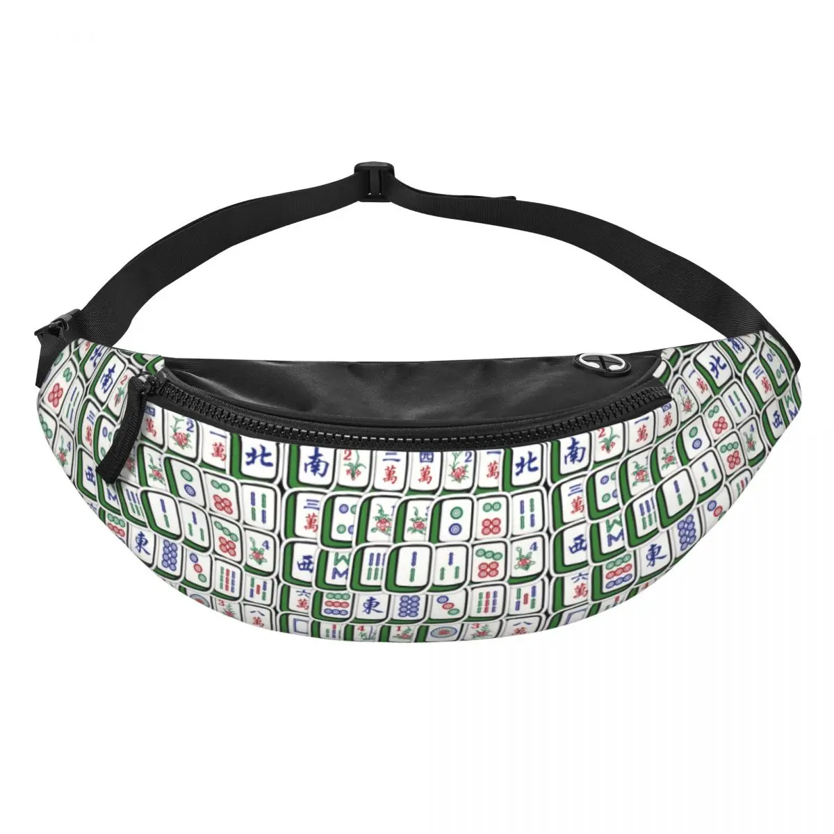 Custom Mahjong Tile Pattern Fanny Pack for Women Men Fashion Crossbody Waist Bag Traveling Phone Money Pouch