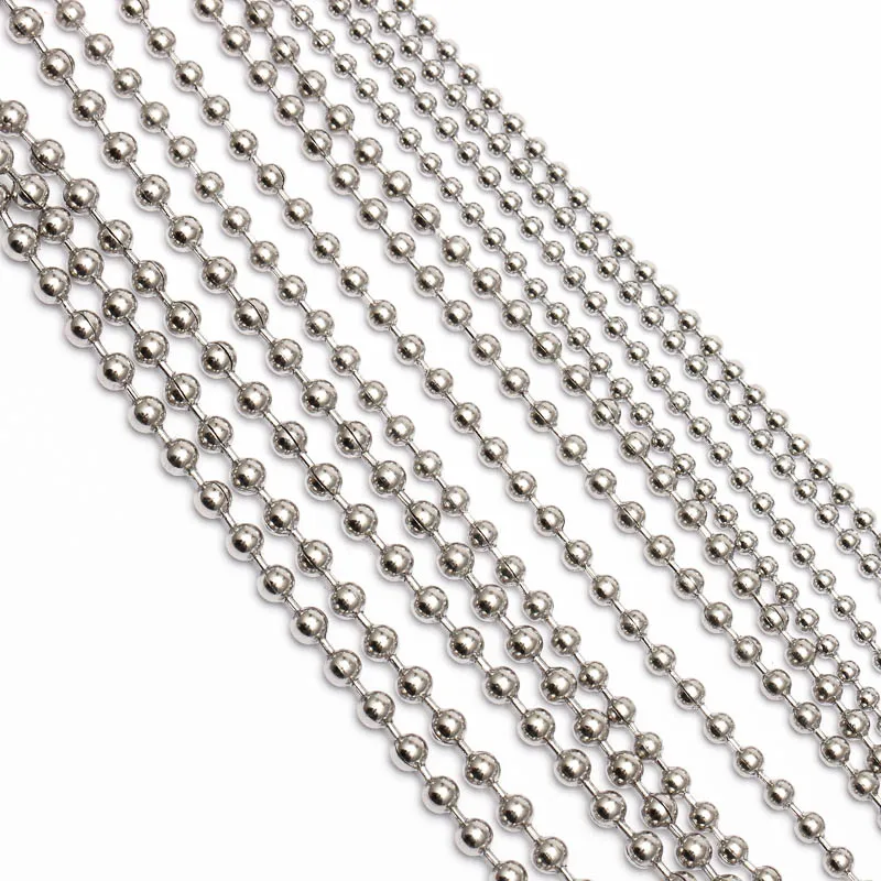 REGELIN 10m/Roll Dia 1.5mm 2mm 2.4mm Beaded Ball Stainless Steel Chain Bulk Jewelry Chains for Necklaces Jewelry Making Supplies