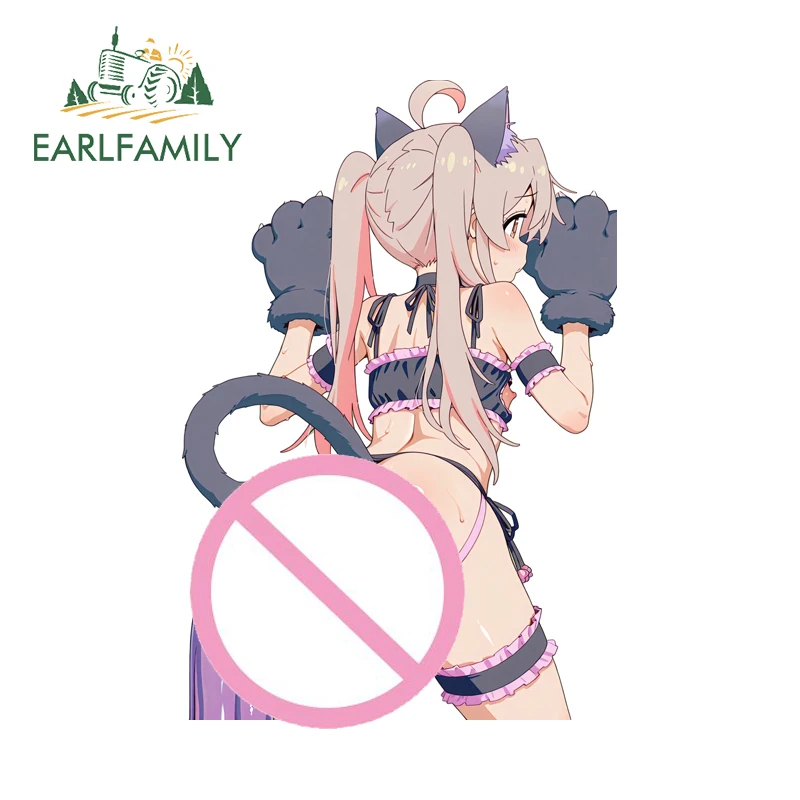 

EARLFAMILY Cat Futanari Car Sticker Anime Bikini Air Conditioner Creative Windows Decal Accessories Personality Car Styling