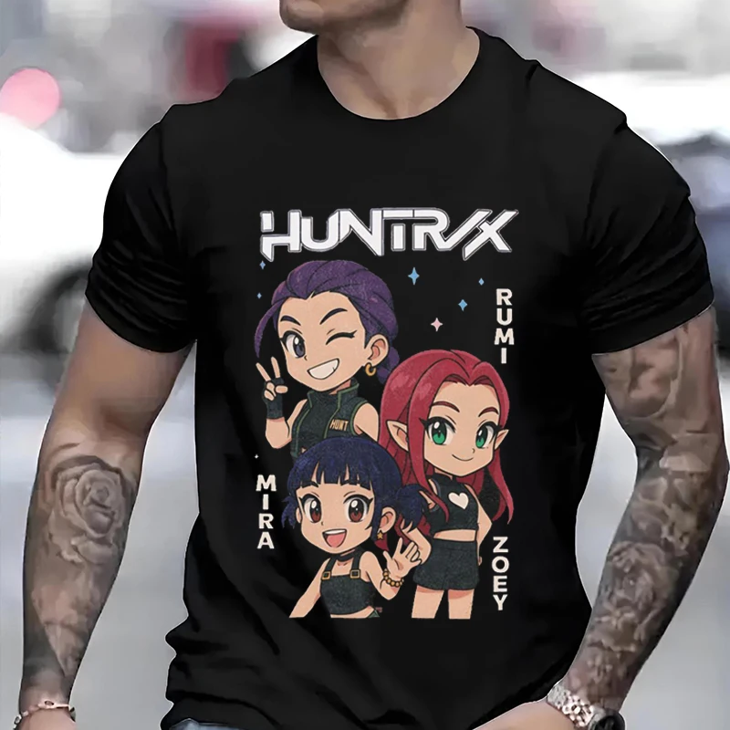 

Hot Anime K-pop Rumi Mira Zoey Printed Pattern Men Woman T-shirt Trendy Urban Streetwear Funny Harajuku Tee Couple's Clothing