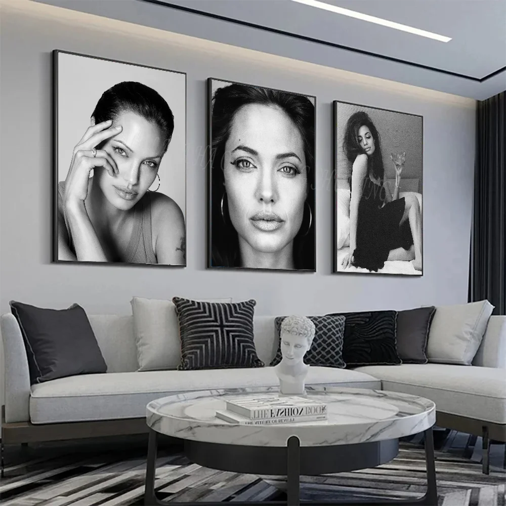 Vintage Black And White Angelina Jolie Smoking Drinking A Poster HD Posters Home Room Bar Cafe Decor Art Wall Painting Picture